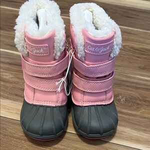 Cat & Jack Pink and Dark Gray Waterproof Fur Lined Warmer Snow Boots